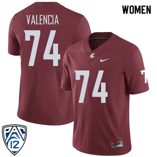 Women #74 Robert Valencia Washington State Cougars College Football Jerseys Sale-Crimson